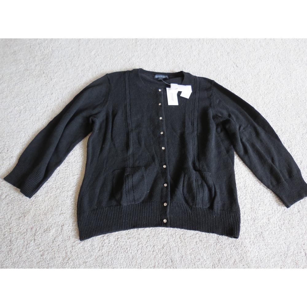 Banana Republic Italian Merino Wool Black Cardigan Sweater Women Large NEW
